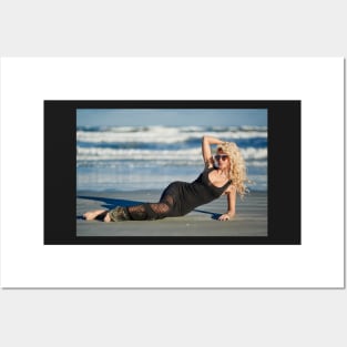 Beautiful woman on the beach Posters and Art